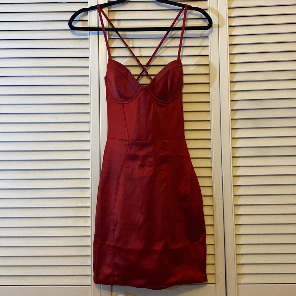 Oh Polly Satin underwired mini dress in Red size US 4 UK 8